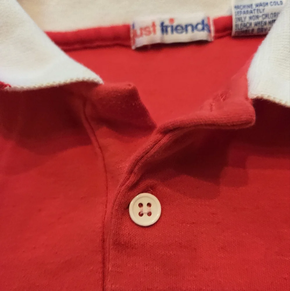 Vintage Y2k Just Friends Red Polo Shirt